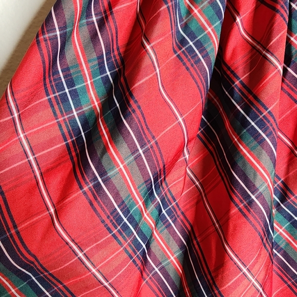 NWT Max Studio Kids Red Christmas Plaid Sateen Dress Velevt Bow Size 6 - Picture 11 of 12